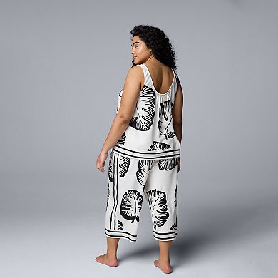 Plus Size Simply Vera Vera Wang 2-Piece Tank & Culotte Pants Sleep Set