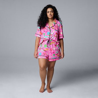 Plus Size Simply Vera Vera Wang 2-Piece Top & Boxer Sleep Set