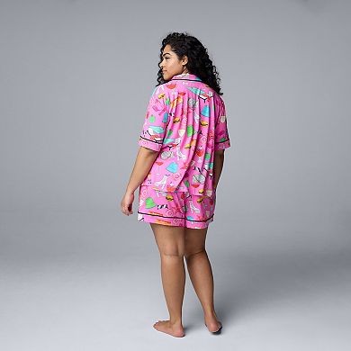 Plus Size Simply Vera Vera Wang 2-Piece Top & Boxer Sleep Set