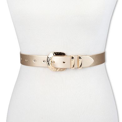 Women's LC Lauren Conrad Metallic Ornate Hammered Buckle Belt