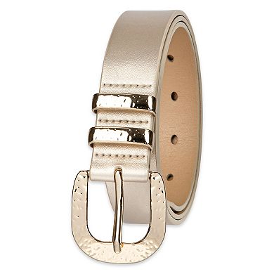 Women's LC Lauren Conrad Metallic Ornate Hammered Buckle Belt
