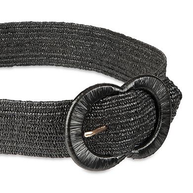 Women's LC Lauren Conrad Stretch Woven Straw Covered Buckle Belt