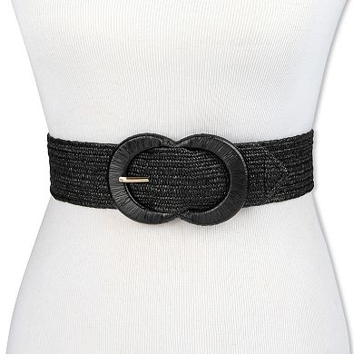 Women's LC Lauren Conrad Stretch Woven Straw Covered Buckle Belt