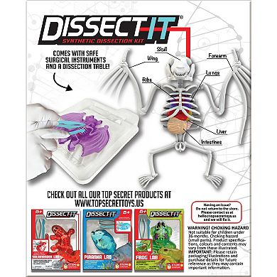 Top Secret Toys Dissect-It: Bat Lab - Synthetic Dissection Kit, Realistic & Safe, STEM