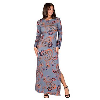 Women's 24Seven Comfort Apparel Side Slit Maxi Dress