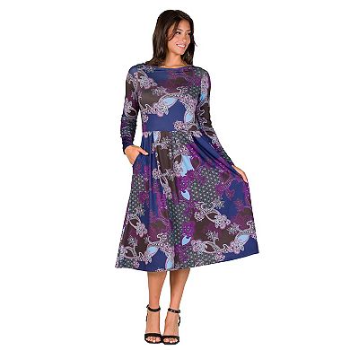 Women's 24Seven Comfort Apparel Midi Pocket Dress