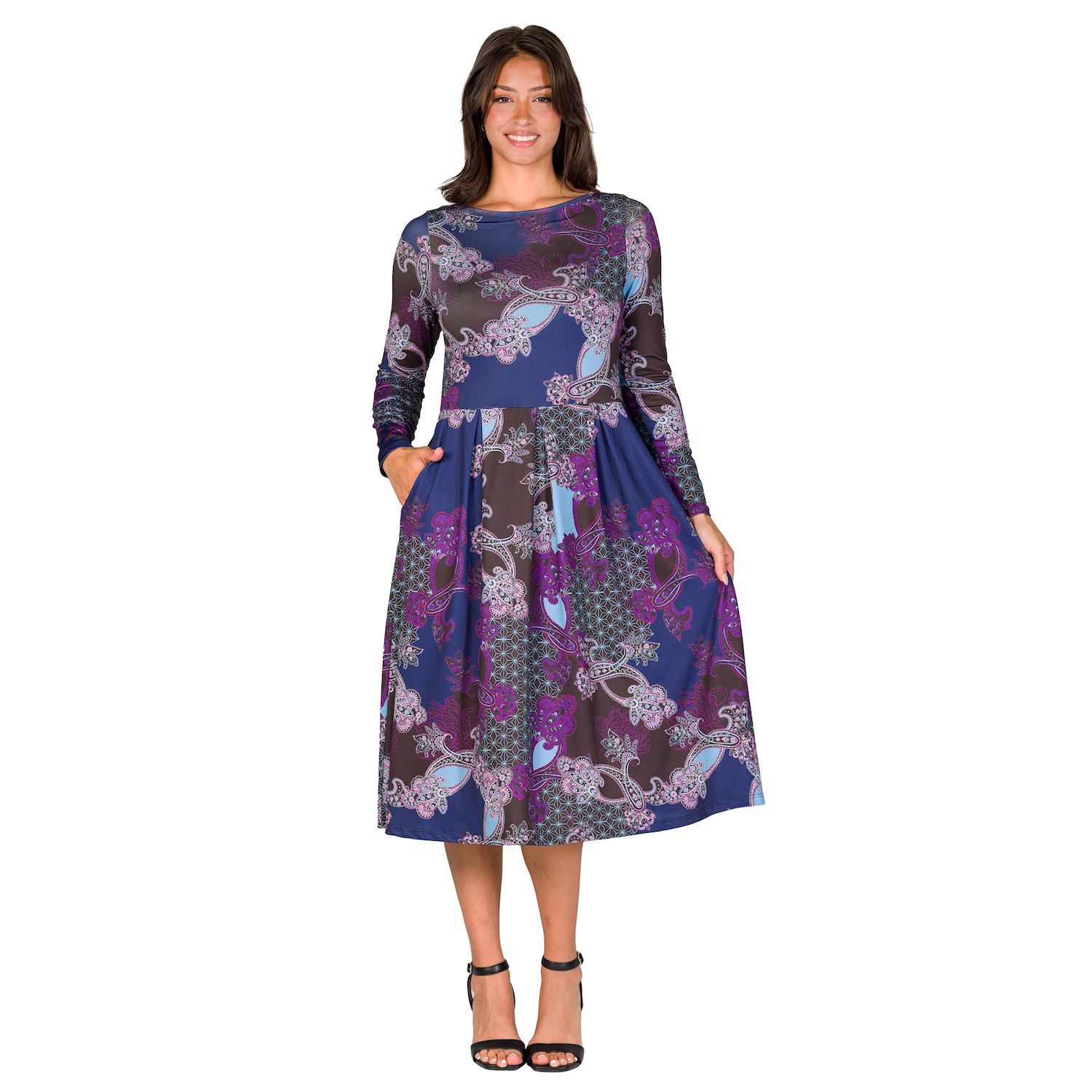 Женские платья 24Seven Comfort Apparel Midi Pocket Dress