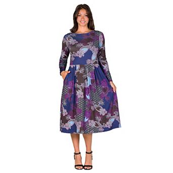 Women's 24Seven Comfort Apparel Midi Pocket Dress
