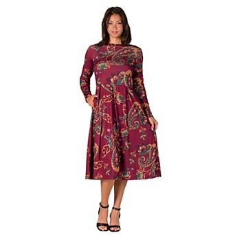 Women's 24Seven Comfort Apparel Midi Pocket Dress