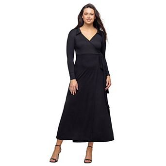 Women's 24Seven Comfort Apparel Comfortable Collared Wrap Maxi Dress
