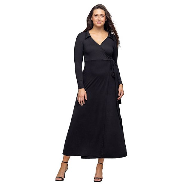 24seven Comfort Apparel Women's Comfortable Collared Wrap Maxi Dress - Mocha - S