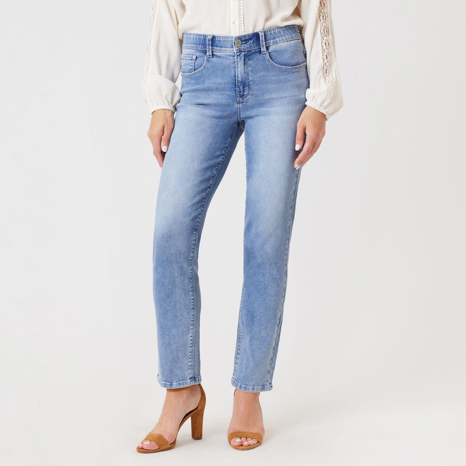 Angels Forever Young Damen Straight Crop Jeans – Dehnbar, Mittelhoher Bund, 66 Cm Innenlänge