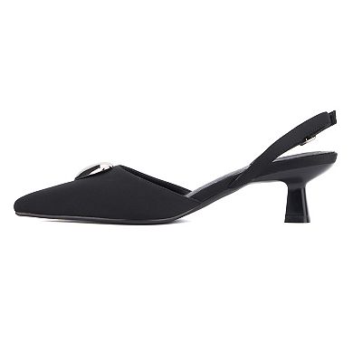Olivia Miller Mystic Women's Heart Accent Slingback Kitten Heels