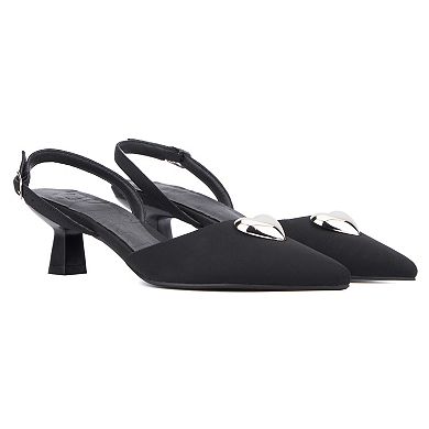 Olivia Miller Mystic Women's Heart Accent Slingback Kitten Heels