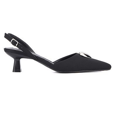 Olivia Miller Mystic Women's Heart Accent Slingback Kitten Heels