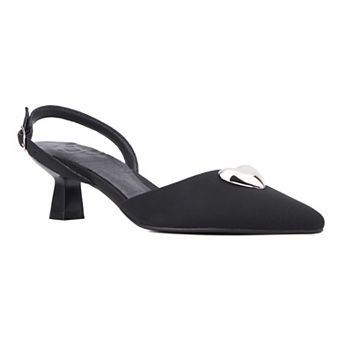 Olivia Miller Mystic Women's Heart Accent Slingback Kitten Heels