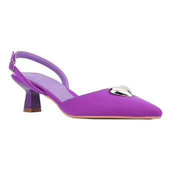 Olivia Miller Mystic Women's Heart Accent Slingback Kitten Heels