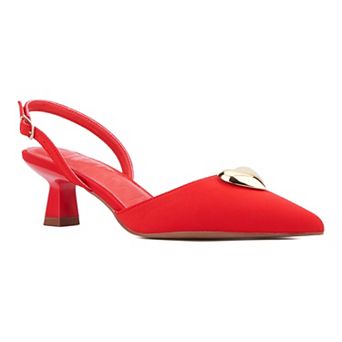Olivia Miller Mystic Women's Heart Accent Slingback Kitten Heels