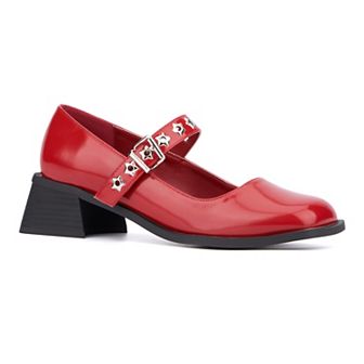 Olivia Miller Asteroid Women's Star Accented Maryjane Block Heels