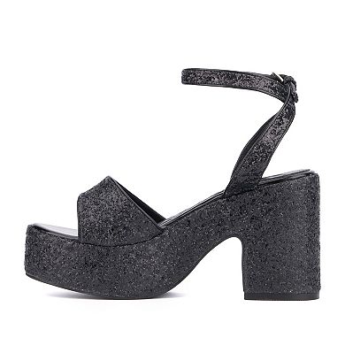 Olivia Miller Capricorn Women's Glittery Block Platform Sandals