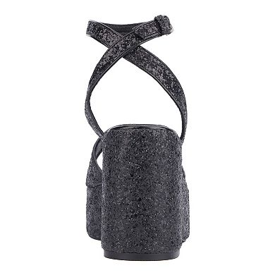 Olivia Miller Capricorn Women's Glittery Block Platform Sandals
