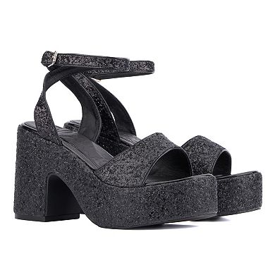 Olivia Miller Capricorn Women's Glittery Block Platform Sandals