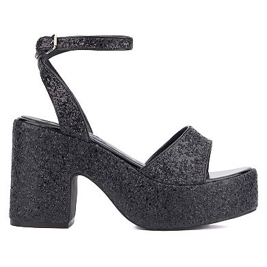 Olivia Miller Capricorn Women's Glittery Block Platform Sandals