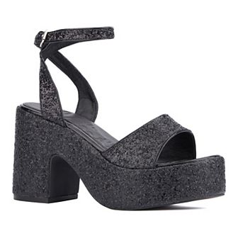 Olivia Miller Capricorn Women's Glittery Block Platform Sandals
