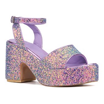 Olivia Miller Capricorn Women's Glittery Block Platform Sandals