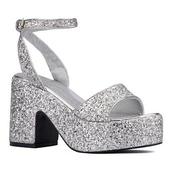 Olivia Miller Capricorn Women's Glittery Block Platform Sandals