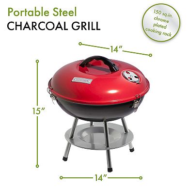 Cuisinart Outdoor Portable Red Charcoal Grill