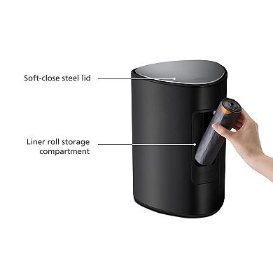 Joseph Joseph EasyStore Steel 5-Liter Pedal Bathroom Trash Can with Liner Storage