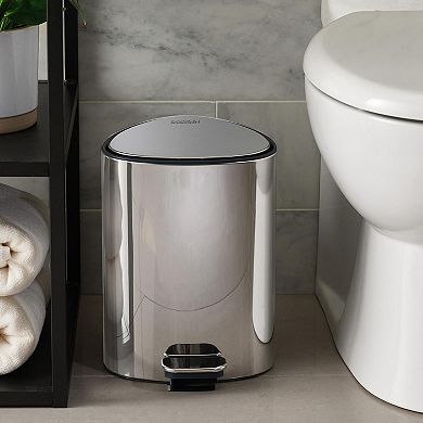 Joseph Joseph EasyStore Luxe Stainless Steel 5-Liter Pedal Bathroom Trash Can with Liner Storage