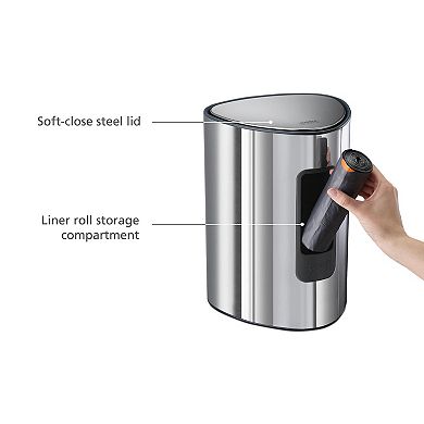 Joseph Joseph EasyStore Luxe Stainless Steel 5-Liter Pedal Bathroom Trash Can with Liner Storage