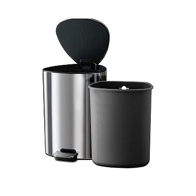Joseph Joseph EasyStore Luxe Stainless Steel 5-Liter Pedal Bathroom Trash Can with Liner Storage