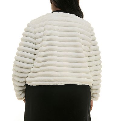 Plus Size Nina Leonard Long Sleeve Faux Fur Bolero