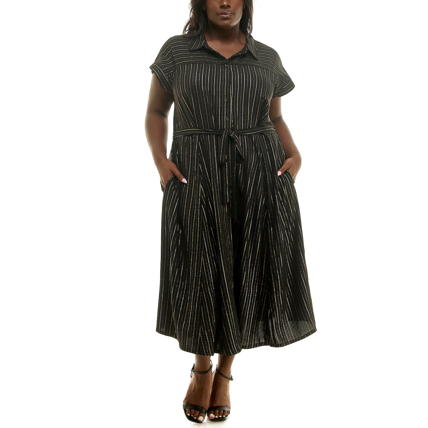 Женские платья Nina Leonard Plus Size Nina Leonard Button Front Shirt Dress