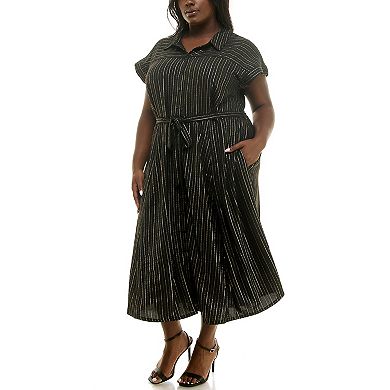 Plus Size Nina Leonard Button Front Shirt Dress