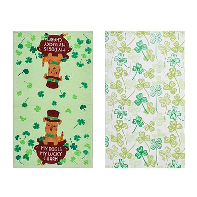 Celebrate Together™ St. Patrick's Day 2-pc. Set Lucky Charm Dog Shamrock Kitchen Towels