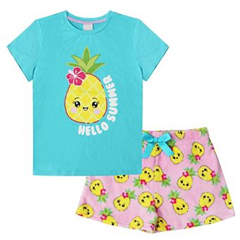 Girls 4-16 Jellifish Pajama Shirt & Fleece Pajama Shorts Set