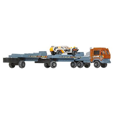 Hot Wheels Super Rigs Straight Freightin Dune Buggy & Extended Transporter Set