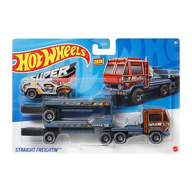 Hot Wheels Super Rigs Straight Freightin Dune Buggy & Extended Transporter Set