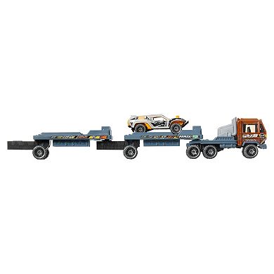 Hot Wheels Super Rigs Straight Freightin Dune Buggy & Extended Transporter Set