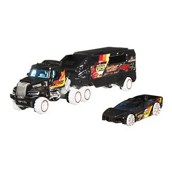 Hot Wheels Super Rigs 2 pc Desert Force Scale Racecar & Truck Toy Set