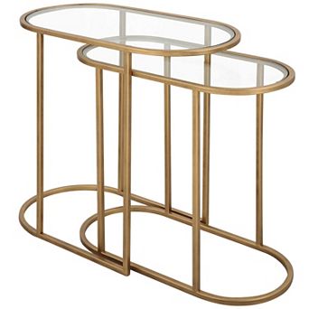 Gold-Tone Nesting Drink Tables - Set of 2
