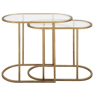 Gold-Tone Nesting Drink Tables - Set of 2