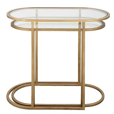 Gold-Tone Nesting Drink Tables - Set of 2