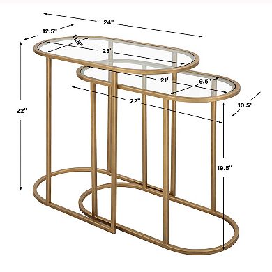 Gold-Tone Nesting Drink Tables - Set of 2