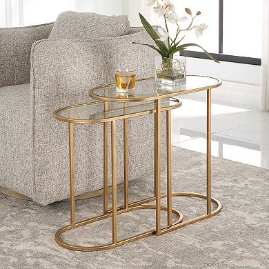 Gold-Tone Nesting Drink Tables - Set of 2