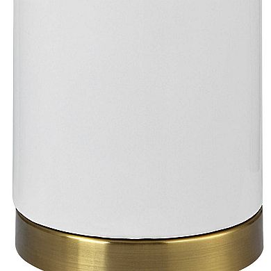 Glossy White and Gold-Tone Table Lamp